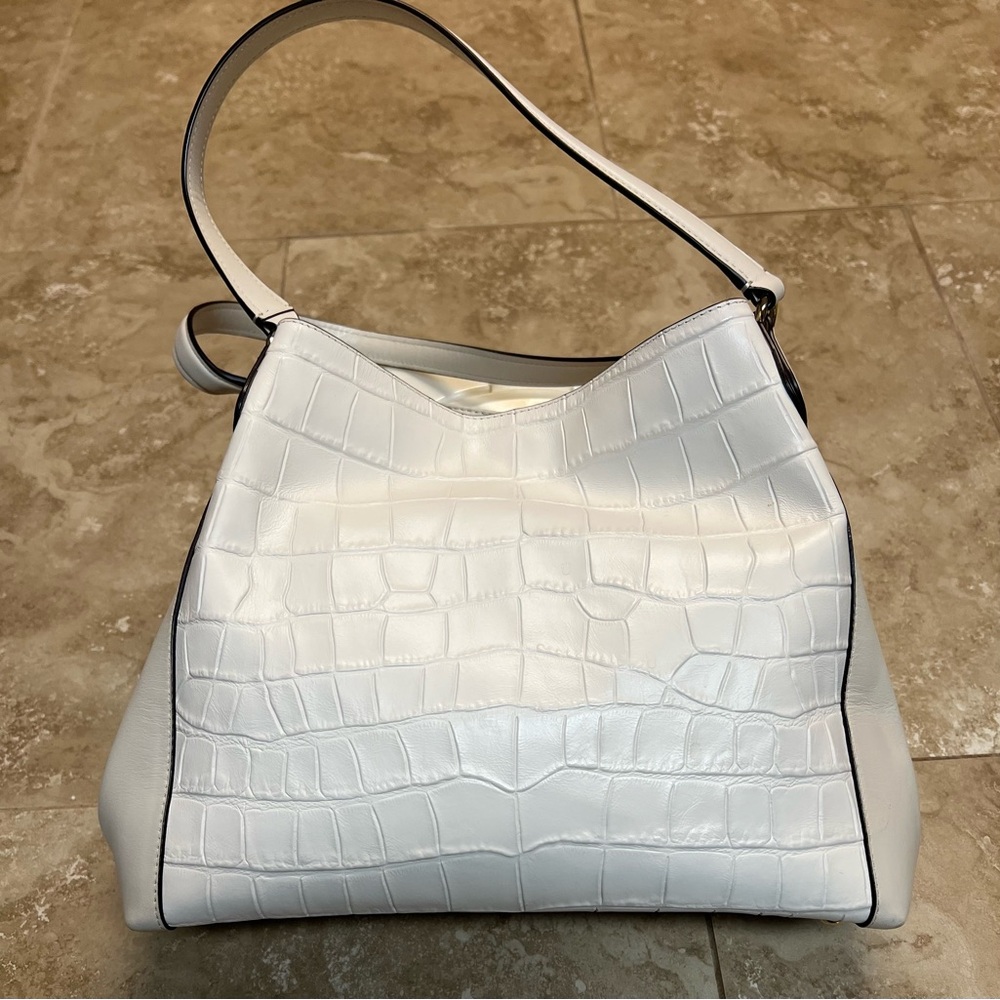Coach Ivory Croc-Embossed Shoulder Bag - Picture 2 of 9